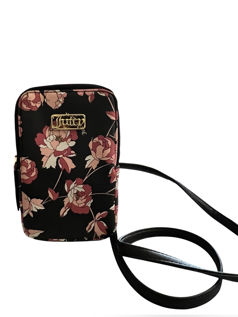Juicy Couture Black Floral Crossbody Bag - EUC